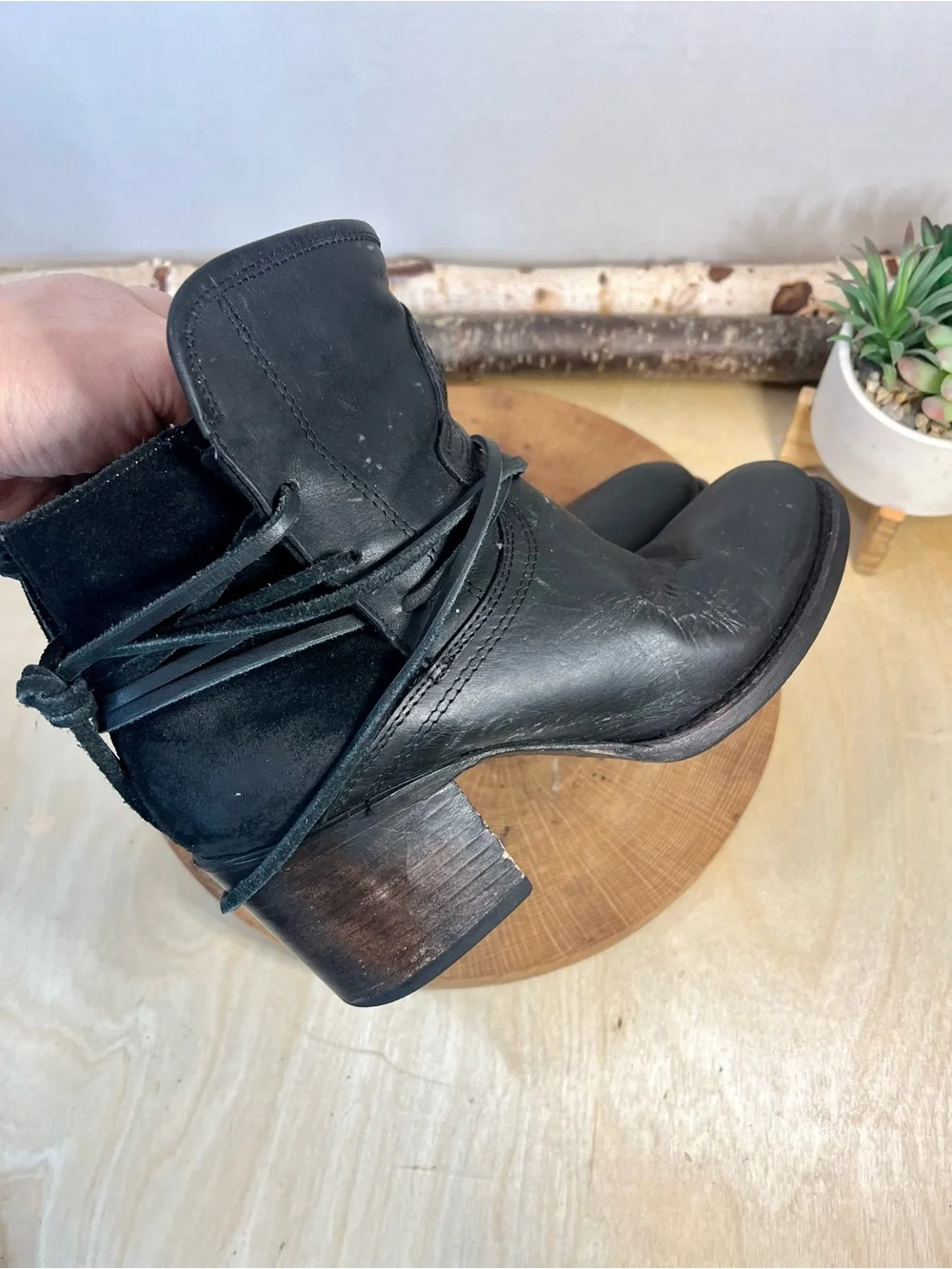 Freebird Pasey Black Heeled Ankle Boots Size 8